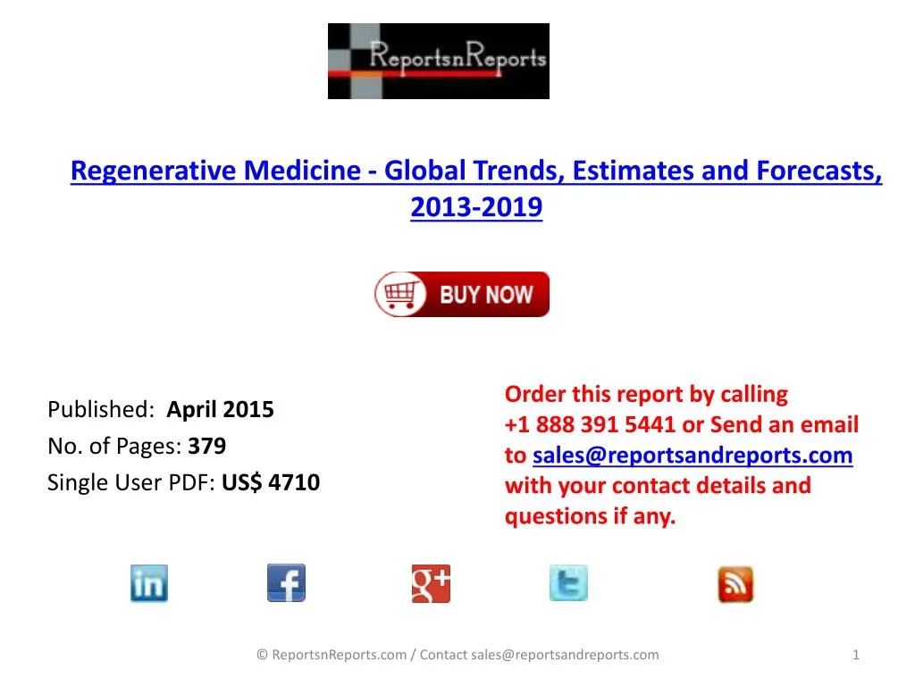 regenerative medicine global trends estimates and forecasts 2013 2019
