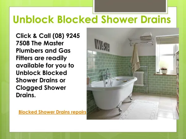Blocked Showers Drain Repair