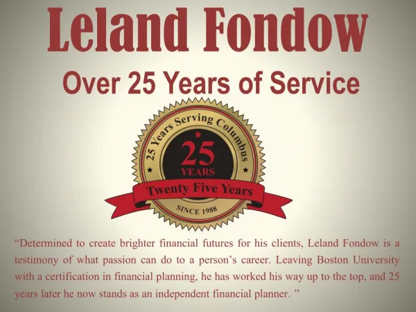 Leland Fondow-Over 25 Years of Service