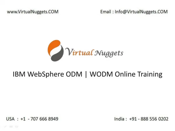 IBM WODM Online Training by VirtualNuggets