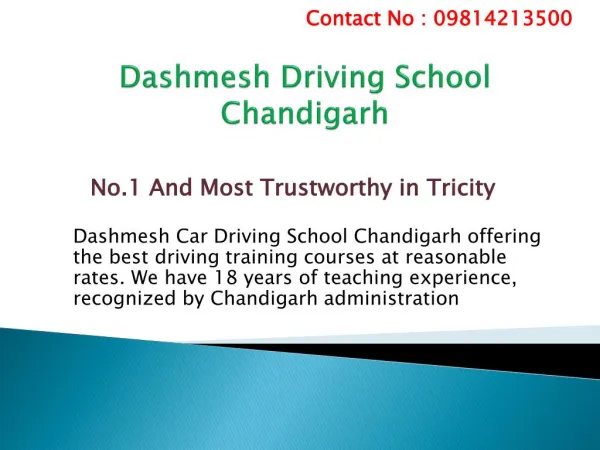 Dashmesh Driving School in Chandigarh