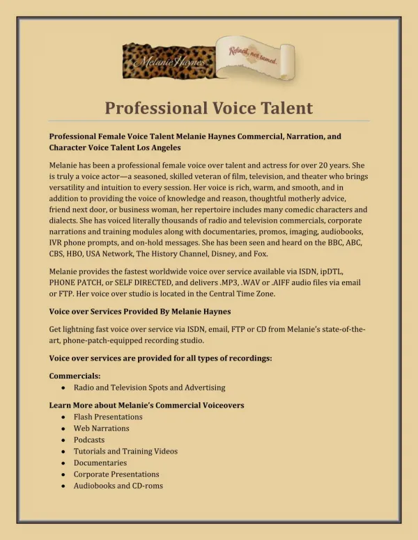 Professional Voice Talent