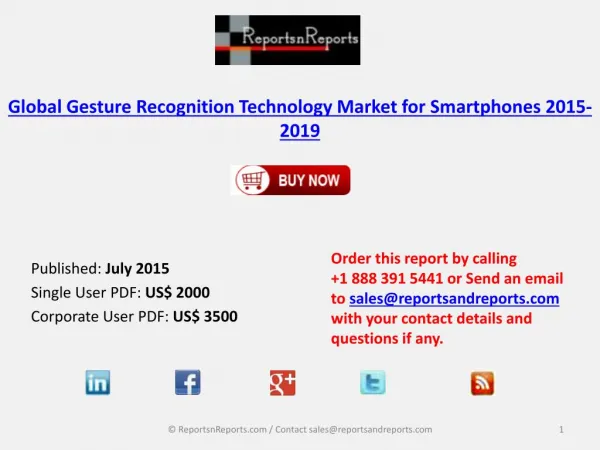 Global Gesture Recognition Technology Market for Smartphones 2015-2019