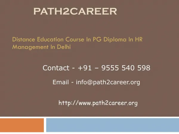 Distance Education Course In PG Diploma In HR Management In Delhi