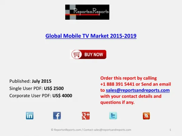 Global Mobile TV Market 2015-2019