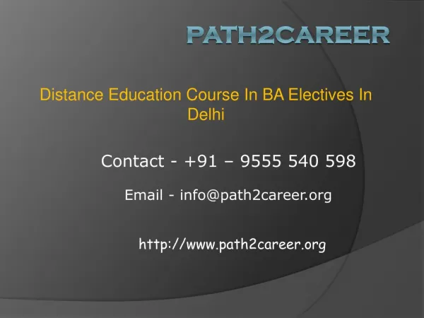 Distance Education Course In BA Electives In Delhi@8527271018