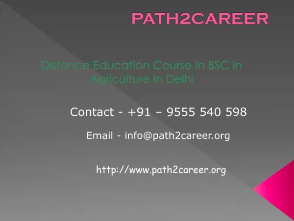 Distance Education Course In B.Sc In Agriculture In Delhi@8527271018