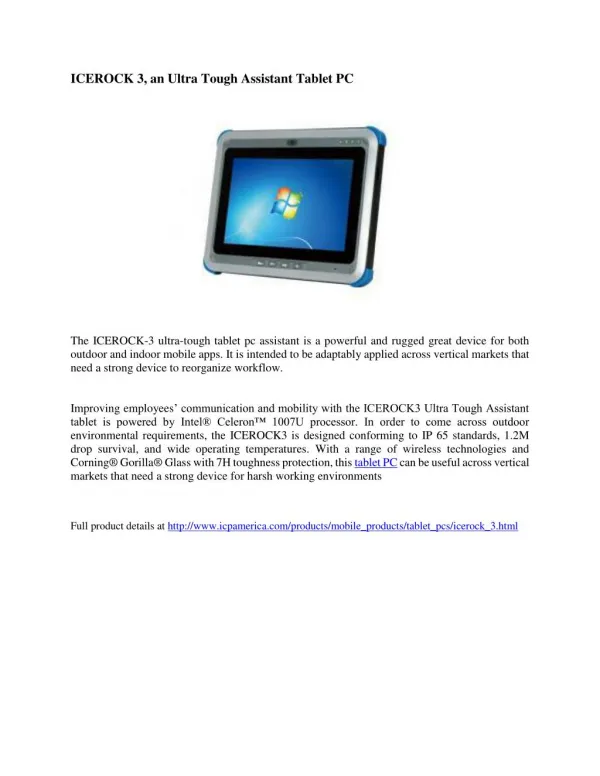 The Ice Rock 3 - Tablet PC by ICP America