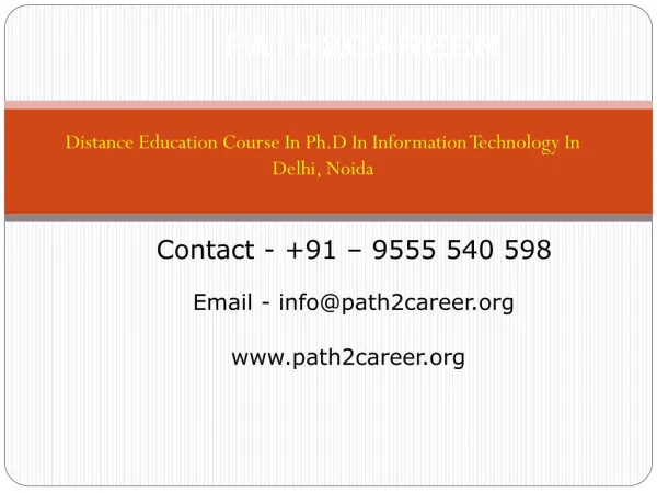 Distance Education Course In Ph.D In Information Technology In Delhi, Noida