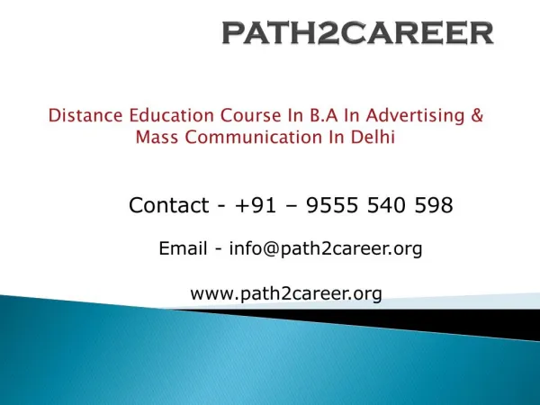 Distance Education Course In B.A In Advertising & Mass Communication In Delhi