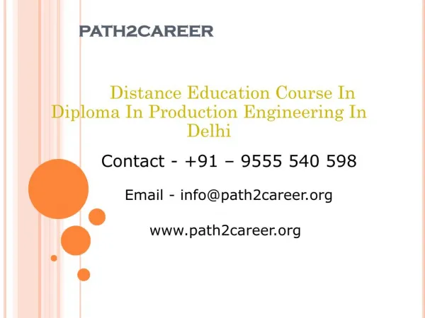 Distance Education Course In Diploma In Production Engineering In Delhi
