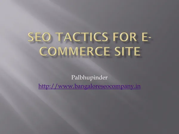 SEO Tactics For E-Commerce Site