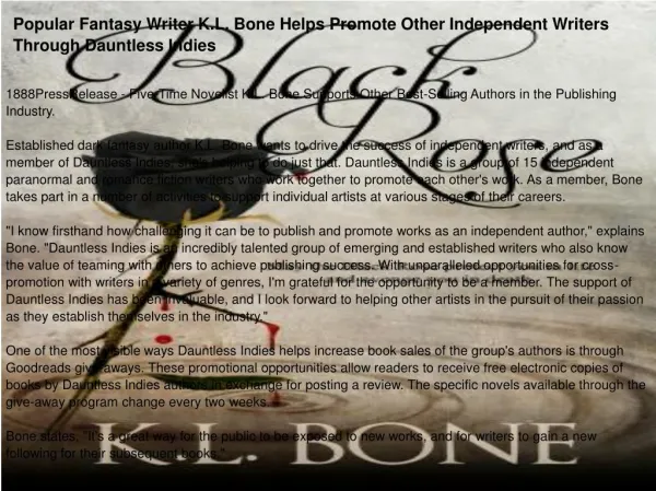 Popular Fantasy Writer K.L. Bone Joins the Dauntless Indies