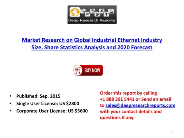 Global Industrial Ethernet Industry Size Statistics Analysis and 2020 Forecast