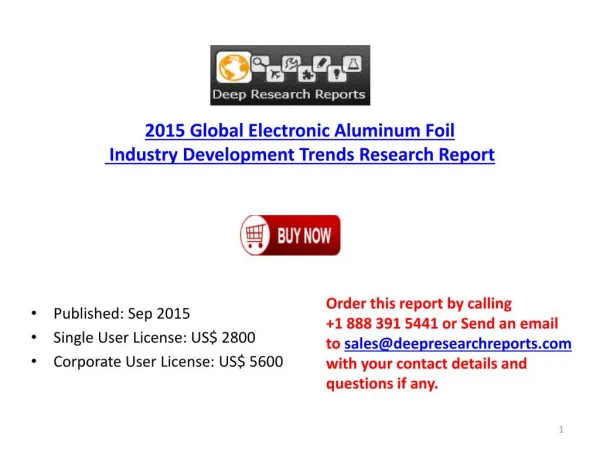 Global Electronic Aluminum Foil Market Developments Research 2015