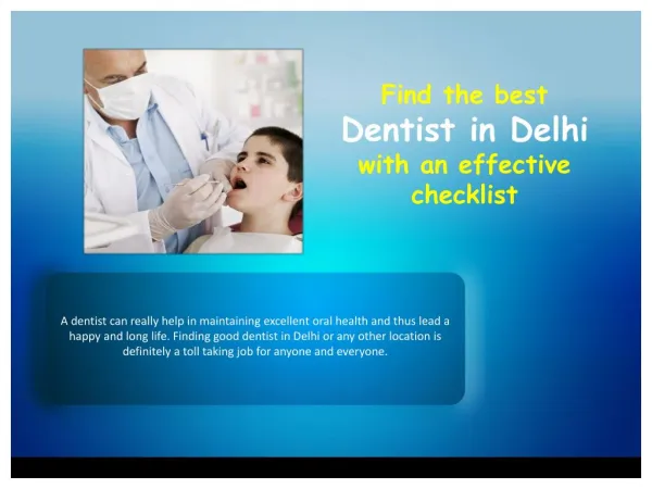 Find the best dentist in Delhi with an effective checklist