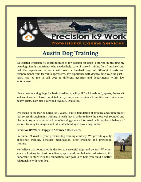Austin Dog Training
