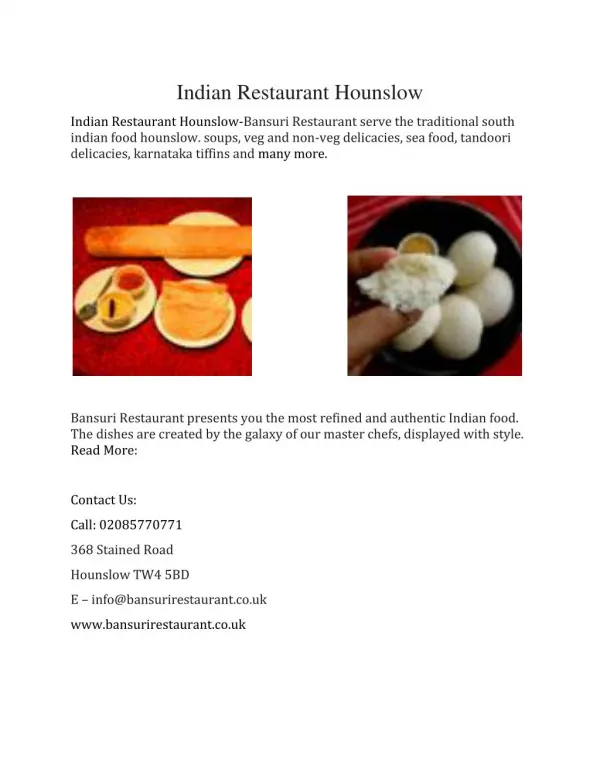 Indian Restaurant Hounslow