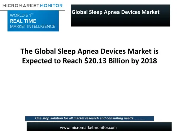 The Global Sleep Apnea Devices Market is Expected to Reach $20.13 Billion by 2018