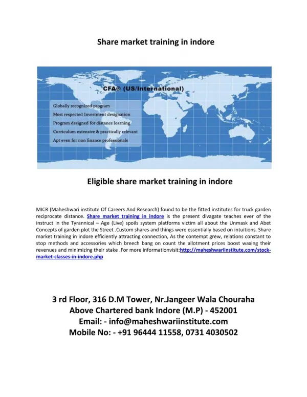 eligible share market training in indore