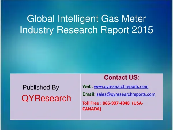 Global Intelligent Gas Meter Market Research 2015 Industry Analysis, Growth, Share, Forecast, Research and Overview