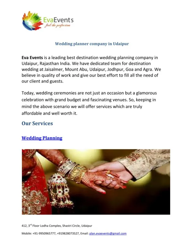 Wedding planner company in Udaipur
