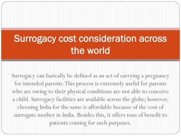 Surrogacy cost consideration across the world