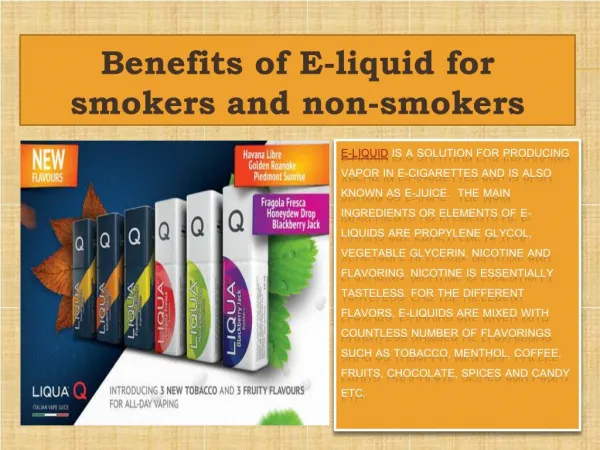 Benefits of E-liquid for smokers and non-smokers