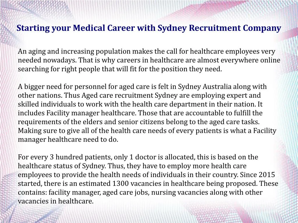 starting your medical career with sydney recruitment company