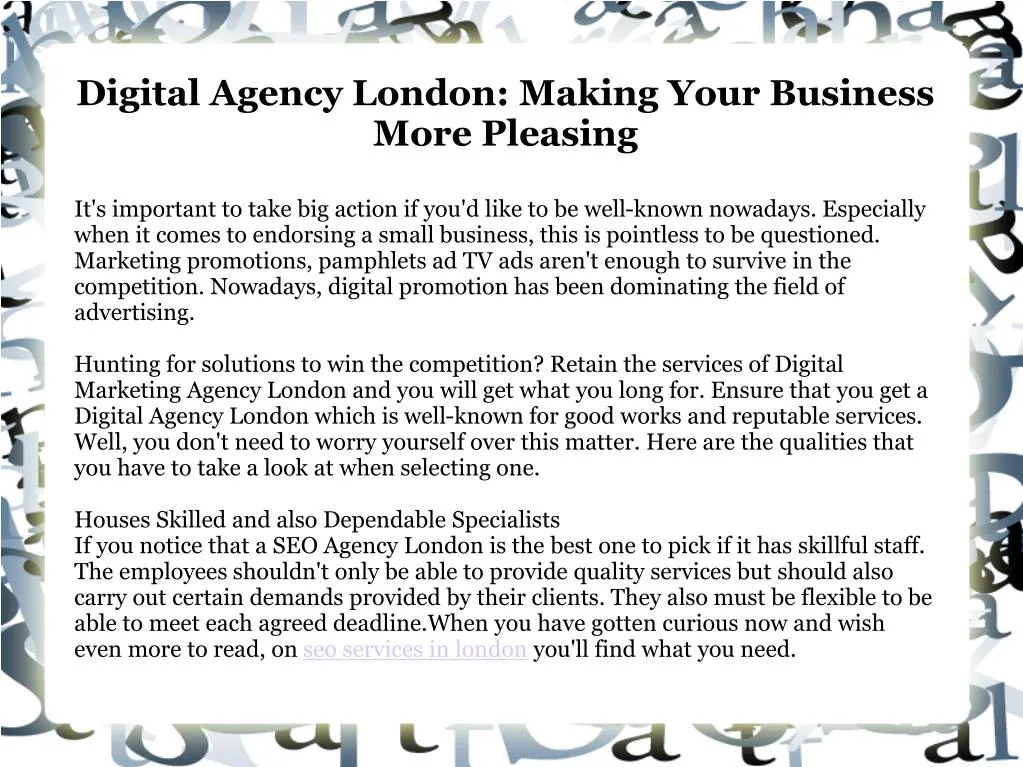 digital agency london making your business more pleasing