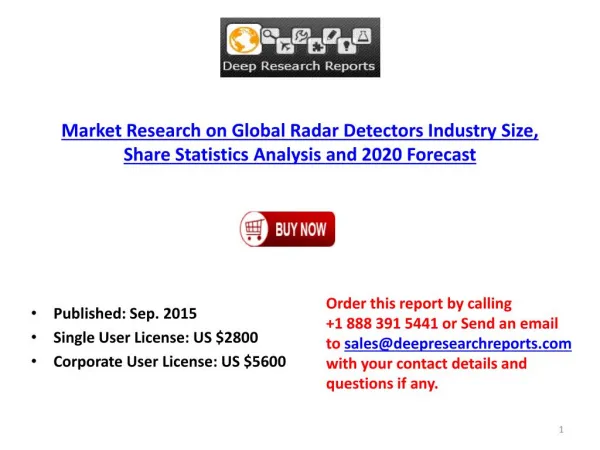 2015-2020 Global Radar Detectors Industry Trends Survey and Opportunities