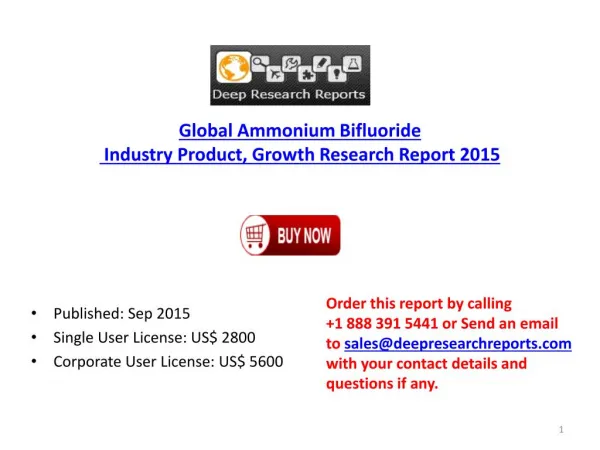 2015 Global Ammonium Bifluoride Industry Trends, Product Research