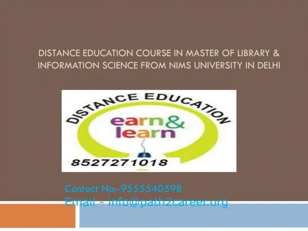 Distance Education Course In Master Of Library & Information Science From NIMS University In Delhi @8527271018