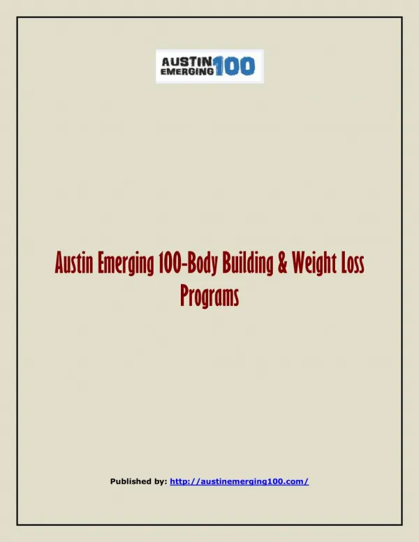 Body Building & Weight Loss Programs