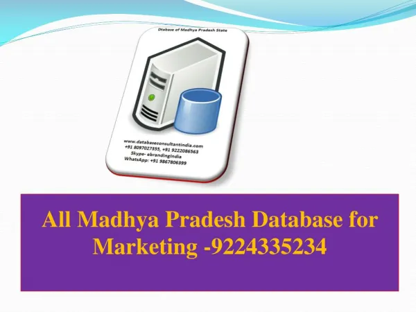 All Madhya Pradesh Database for Marketing -9224335234