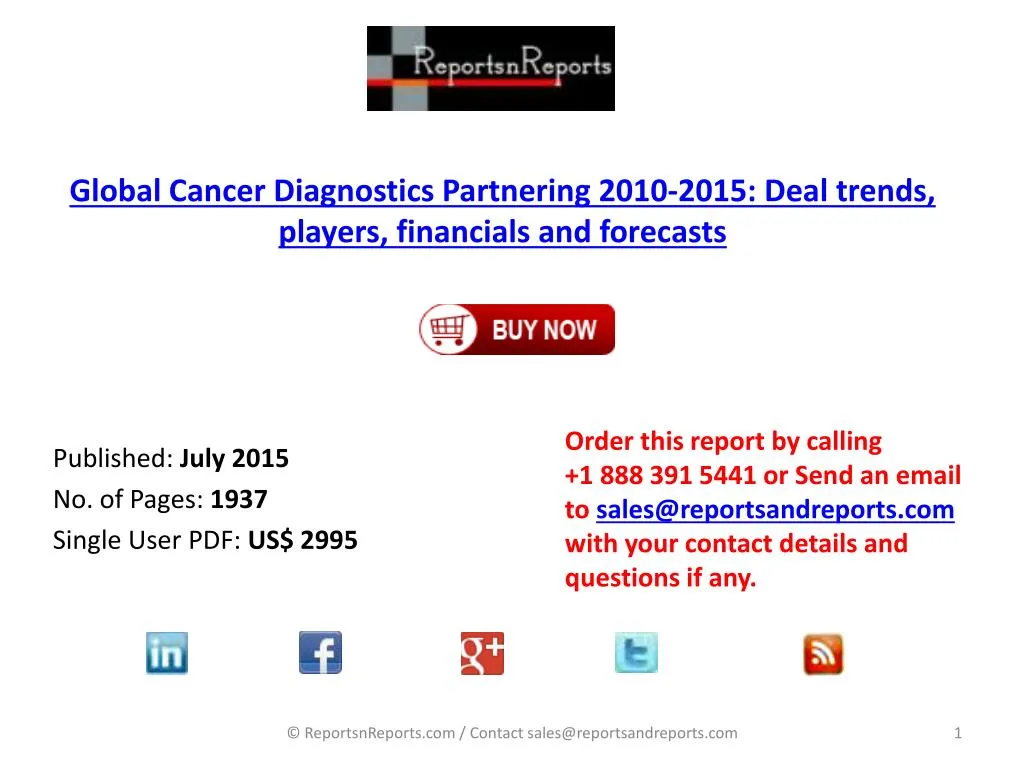 global cancer diagnostics partnering 2010 2015 deal trends players financials and forecasts