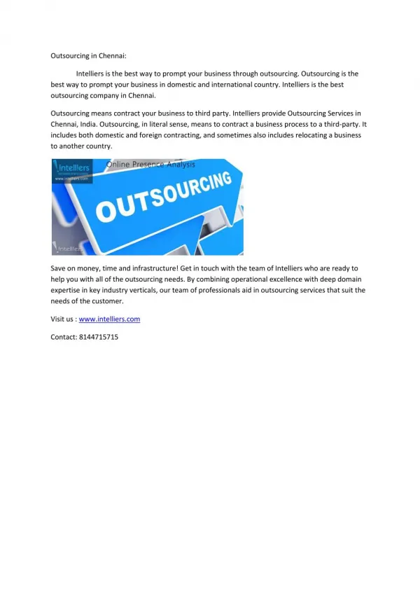 Outsourcing in chennai