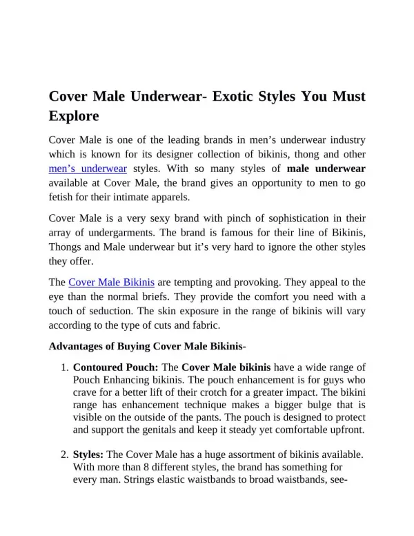 Cover Male Underwear - Exotic Styles You Must Explore