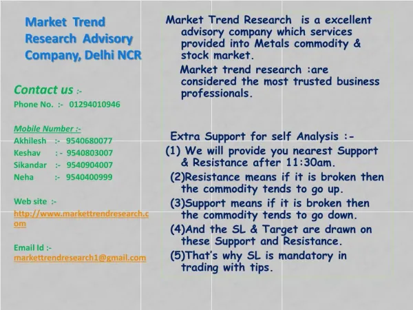 Market Trend Research Advisary Company Delhi NCR