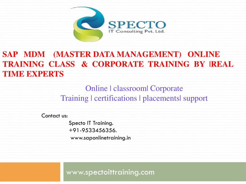 sap mdm master data management online training class corporate training by real time experts
