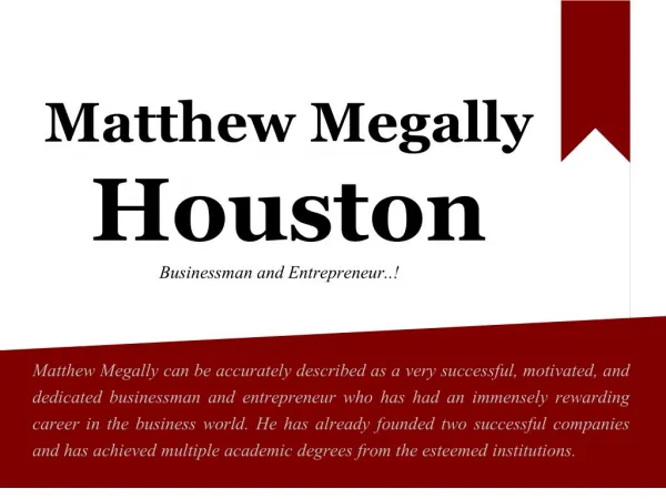 Matthew Megally Houston - Businessman and Entrepreneur