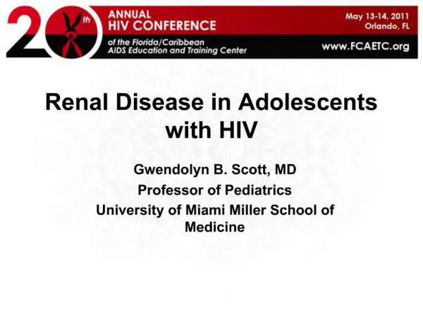 Renal Disease in Adolescents with HIV