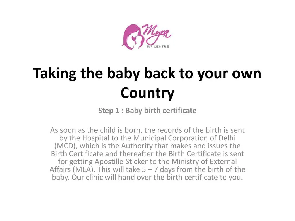 taking the baby back to your own country