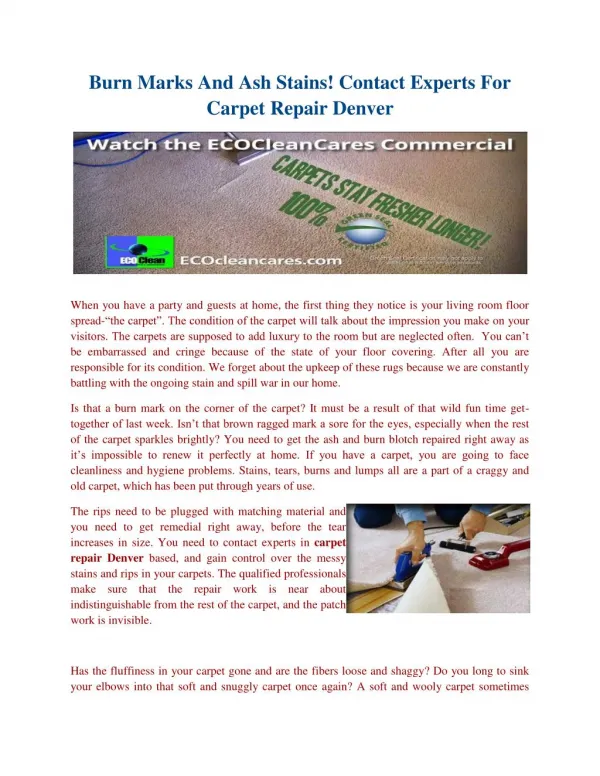 Carpet repair denver