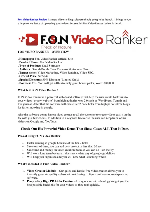 FON Video Ranker