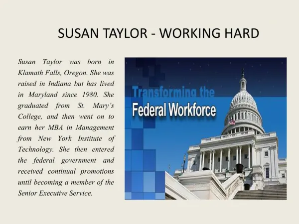 SUSAN TAYLOR - WORKING HARD