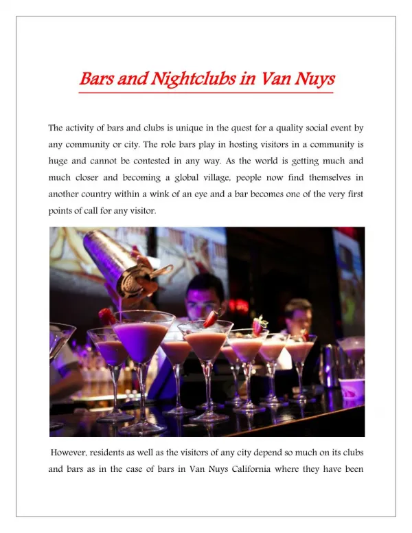 Bars in Van Nuys California
