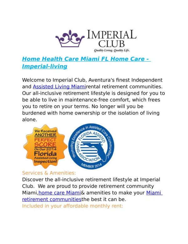 Home Health Care Miami FL Home Care - Imperial-living
