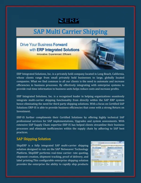 SAP Multi Carrier Shipping