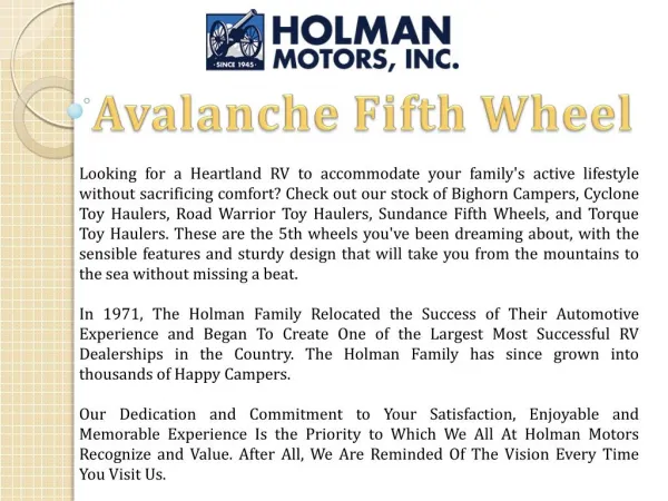 Avalanche Fifth Wheel